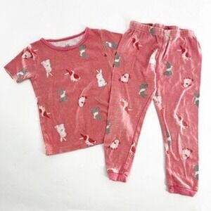 Just One You Carter's Pink Bunny Rabbit Pajama Set Kids‎ 2T Cotton